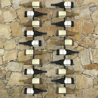 vidaXL Suporturi sticle de vin de perete 20 sticle 2 buc. negru metal