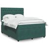 vidaXL Pat box spring cu saltea, verde &icirc;nchis, 140x190 cm, catifea