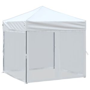 vidaXL Cort pliabil pentru petrecere, cu pereți laterali, alb, 2x2 m