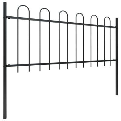 vidaXL Gard de grădină cu vârf curbat, negru, 10,2 x 0,8 m, oțel