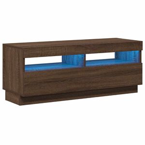 vidaXL Comodă TV cu lumini LED, stejar maro, 100x35x40 cm
