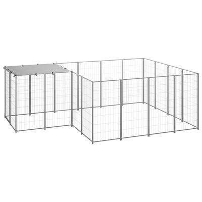 vidaXL Padoc pentru câini, argintiu, 6,05 m², oțel