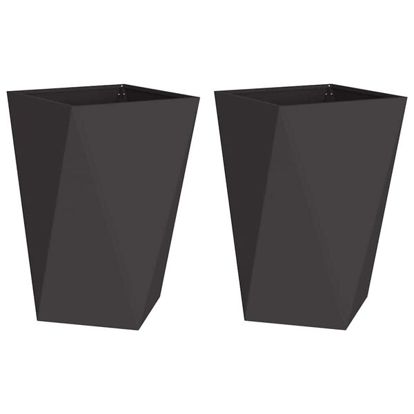 vidaXL Jardinieră 2 pcs Negru 50 x 50 x 75 cm Oțel