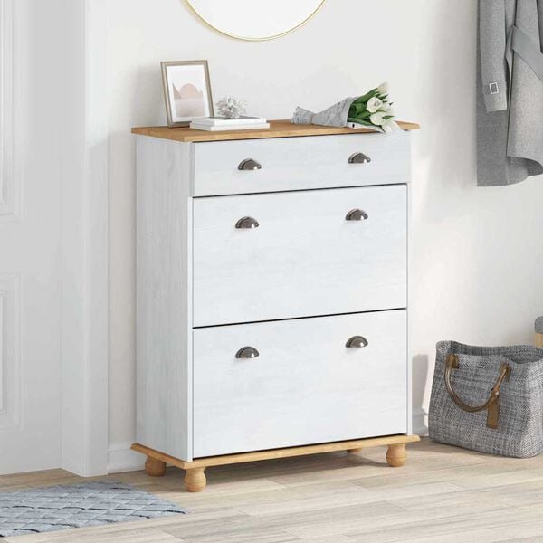 vidaXL Dulap pentru pantofi cu sertar ASKIM Alb 85 x 35 x 108 cm