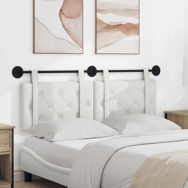 vidaXL Cap de pat suspendat Alb 150 x 55 x 5 cm Piele artificială