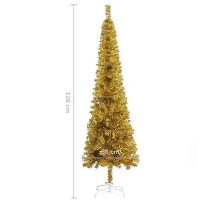 vidaXL Brad de Crăciun artificial subțire, auriu, 120 cm