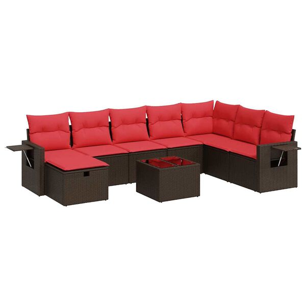 vidaXL Set canapele de grădină cu perne, 8 piese, maro, poliratan