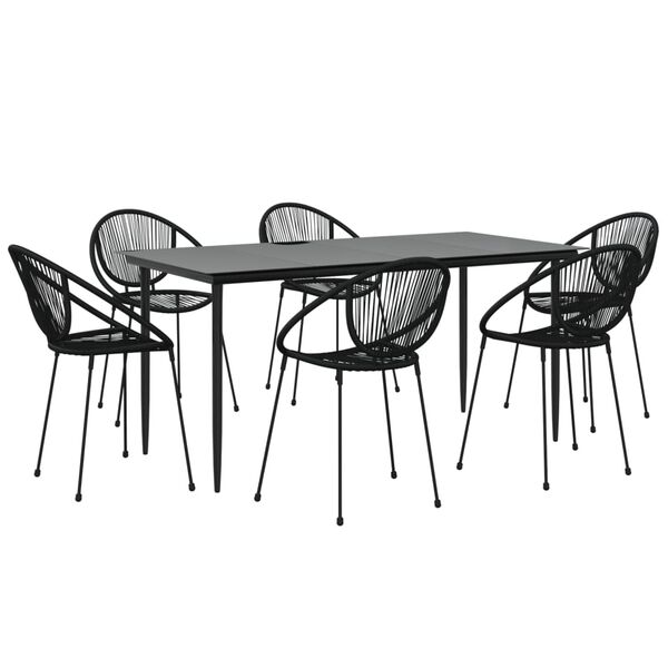 vidaXL Set mobilier de grădină, 7 piese, negru, ratan PVC