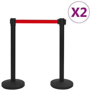 vidaXL St&acirc;lpi cu bandă, barieră aeroport, 4 buc., negru, fier