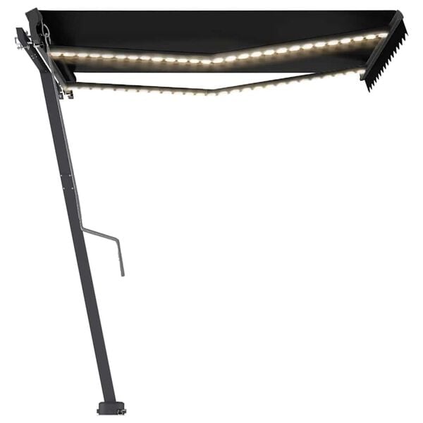 vidaXL Copertină automată cu senzor v&acirc;nt & LED, antracit, 350x250 cm