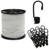 vidaXL Cords bungee cu c&acirc;rlige 4 mm Negru și Alb PP și cauciuc