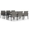 vidaXL Set mobilier de grădină, 7 piese, gri, poliratan