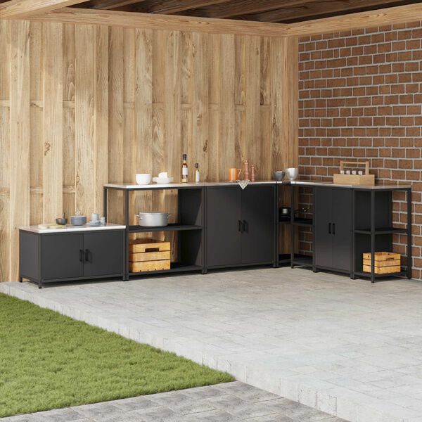 vidaXL Depozitare pentru bucătărie cu raft Negru 60 x 50 x 92 cm Oțel