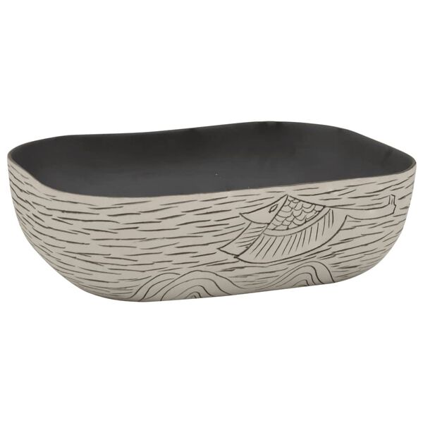 vidaXL Lavoar de blat gri/negru 48x37,5x13,5 cm, ceramică, dreptunghi