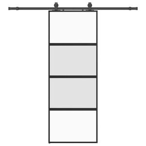 vidaXL Ușă glisantă cu set feronerie neagră 76x205cm sticlă securizată