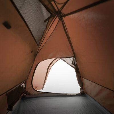 vidaXL Cort de camping pentru 2 persoane, gri/portocaliu, impermeabil