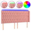 vidaXL Tăblie de pat cu LED, roz, 183x16x118/128 cm, catifea