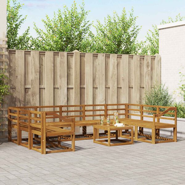 vidaXL Set de canapele de exterior 10 pcs natural Lemn Solid de Acacia