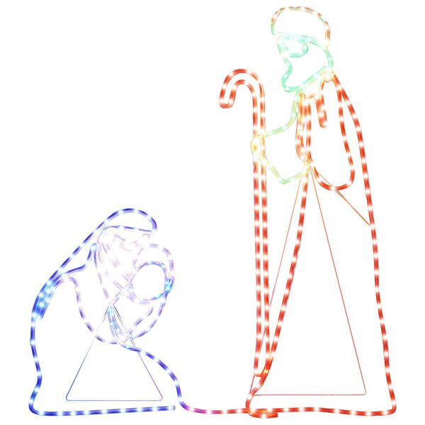 vidaXL Figurină Sf. Maria și Iosif de Crăciun, 264 de LED-uri