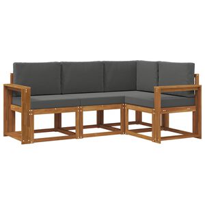 vidaXL Set de canapele de exterior cu pernă 4 pcs Natural și Antracit