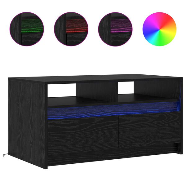 vidaXL Masă de cafea Stejar Negru 90 x 50 x 45 cm Lemn compozit