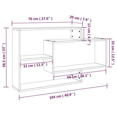 vidaXL Raft de perete, sonoma gri, 104x20x58,5 cm, lemn compozit