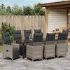 vidaXL Set de masă pentru grădină cu pernă 9 pcs Gri Rattan poli