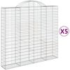 vidaXL Coșuri gabion arcuite 5 buc, 200x50x180/200 cm, fier galvanizat