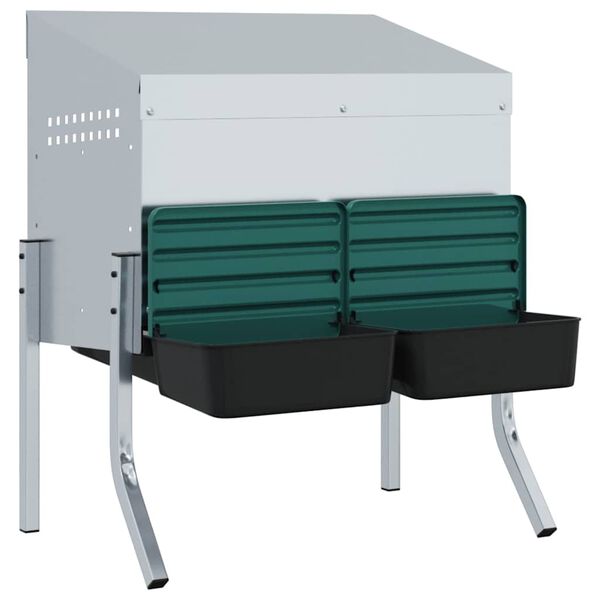 vidaXL Cuibăr pentru găini cu 2 compartimente și picioare, oțel galvanizat