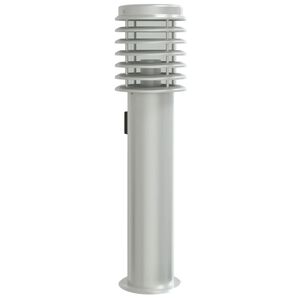 vidaXL Lampă exterioară de podea cu priză, argintiu, 60 cm, oțel inox
