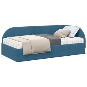 vidaXL Cadru de pat colțar cu saltea Manual 2 buc. albastru Catifea