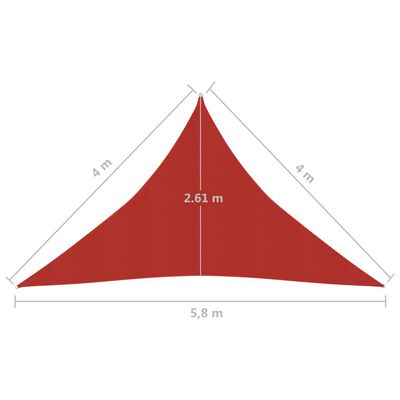 vidaXL Pânză parasolar, roșu, 4x4x5,8 m, HDPE, 160 g/m²
