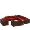 vidaXL Set mobilier de grădină cu perne, 11 piese, maro, poliratan