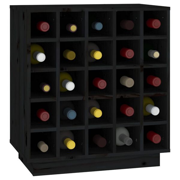 vidaXL Dulap de vinuri, negru, 55,5x34x61 cm, lemn masiv de pin