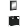 vidaXL Set mobilier de baie, 2 piese, negru, lemn compozit