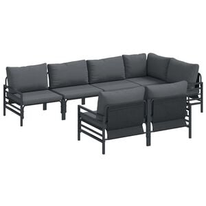 vidaXL Set de canapele pentru grădină 7 buc. Negru Oțel