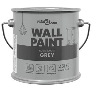 vidaXL Vopsea de perete Gri 2,5 L Print pe perete