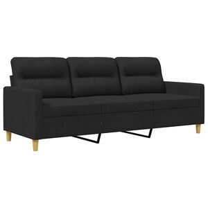 vidaXL Canapea cu 3 locuri, negru, 180 cm, material textil