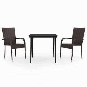 vidaXL Set mobilier de grădină, 3 piese, maro și negru