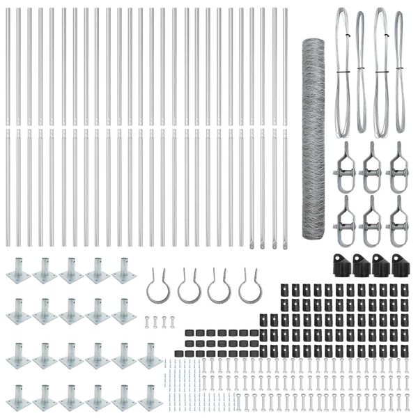vidaXL St&acirc;lp de gard. Argintiu 50 x 1,2 m (plasă de 50 mm) Oțel