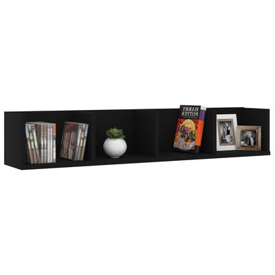 vidaXL Raft de perete pentru CD-uri, negru, 100 x 18 x 18 cm, PAL