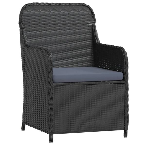 vidaXL Set mobilier de grădină cu perne, 3 piese, negru