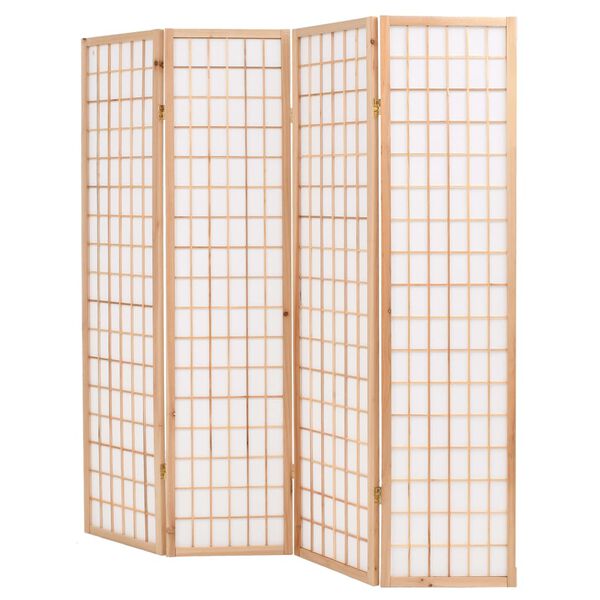 vidaXL Paravan pliabil cu 4 panouri, stil japonez, 160x170 cm, natural