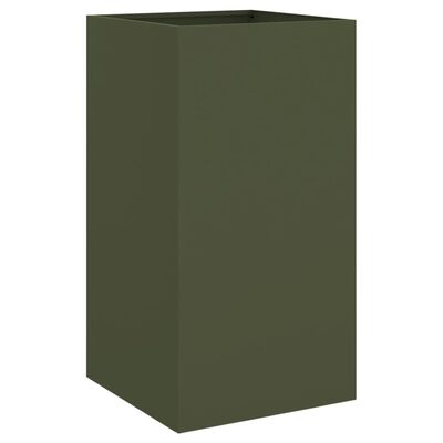 vidaXL Jardinieră, verde măsliniu, 42x38x75 cm, oțel laminat la rece