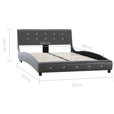 vidaXL Cadru de pat, gri, 120 x 200 cm, piele artificială