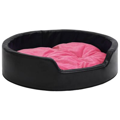 vidaXL Pat pentru câini, negru/roz, 99x89x21 cm, pluș/piele ecologică