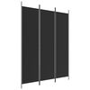 vidaXL Paravan de cameră cu 3 panouri, negru, 150x200 cm, textil