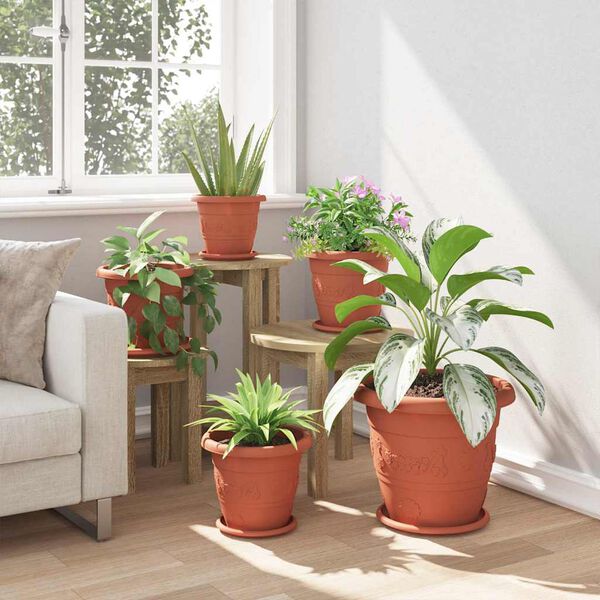 vidaXL Ghiveci rotund pentru flori 24 pcs Roșu cărămidă &Oslash; 26 x 21.5 cm