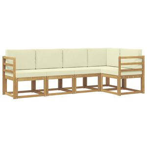 vidaXL Set de canapele de exterior cu pernă 5 pcs Alb și crem
