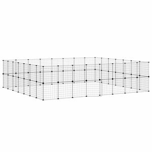 vidaXL Cușcă animale de companie cu ușă 60 panouri negru 280x245x70 cm oțel